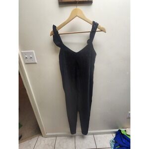 The Nines by Hatch Black Velvet Jumpsuit Tie Shoulder Size S